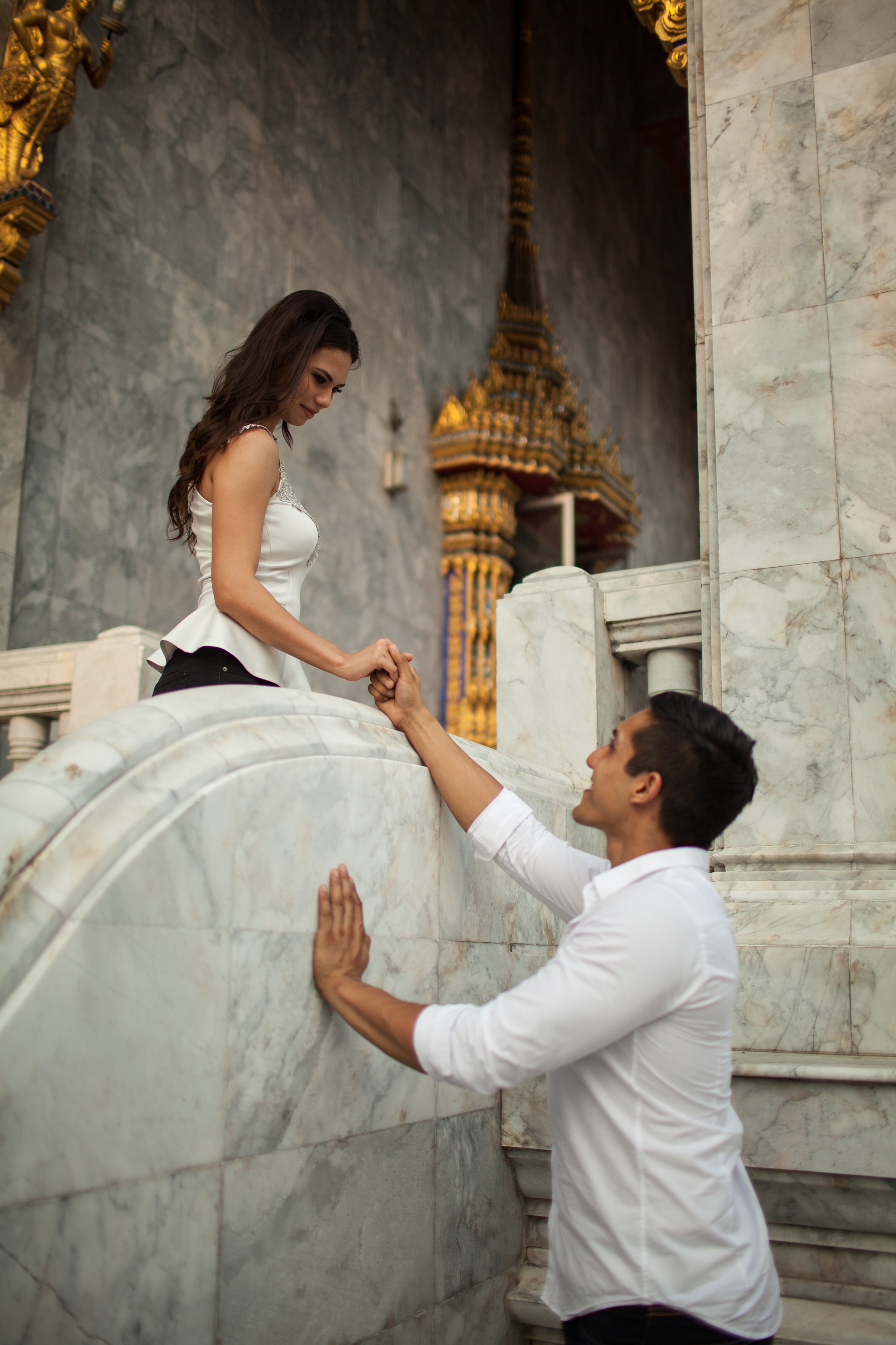 A couple in Thai temple
