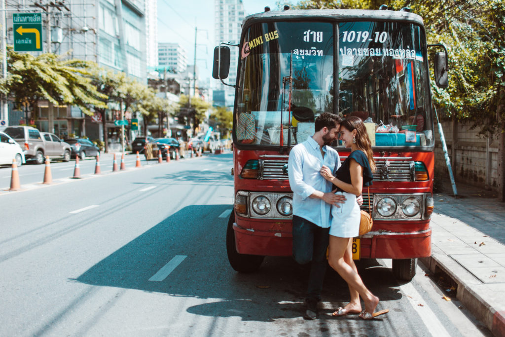 A foreign couple photographed on the streets of Bangkok.